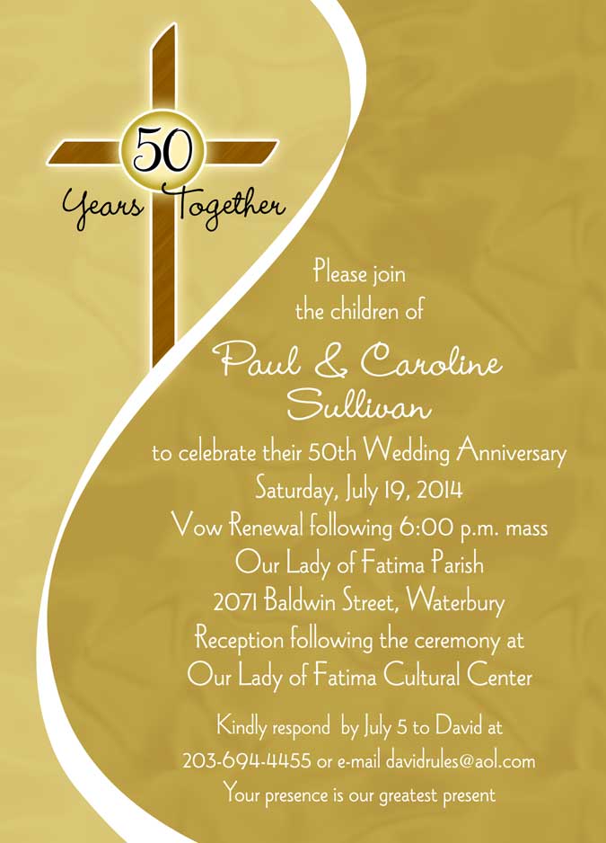 Christian anniversary invitation cross