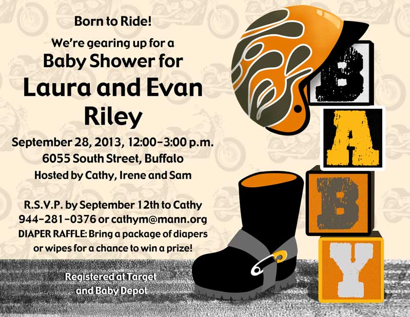 Motorcycle baby shower invitation
