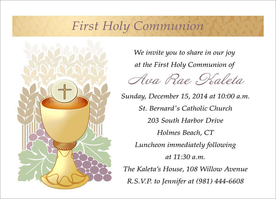 Host and Chalice First Communion Invitation