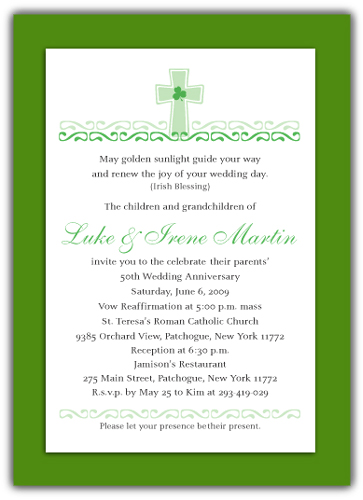 irish blessing anniversary invitation