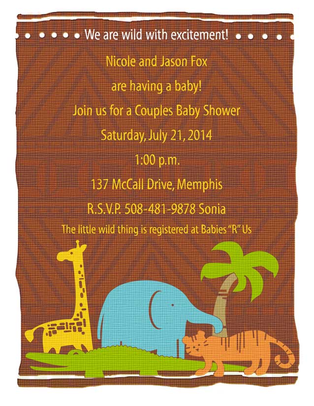 safari theme baby shower invitation