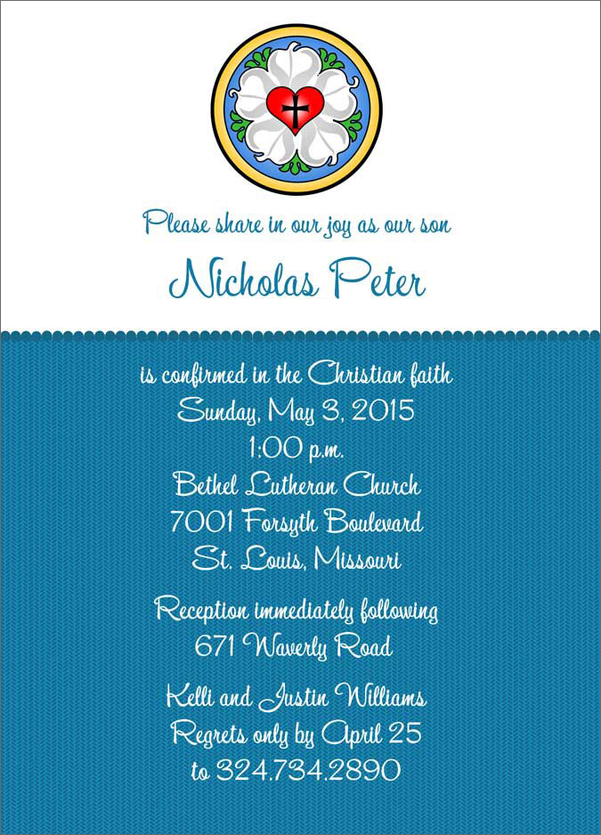 Luthers Holy Cross Invitation in Marine Blue
