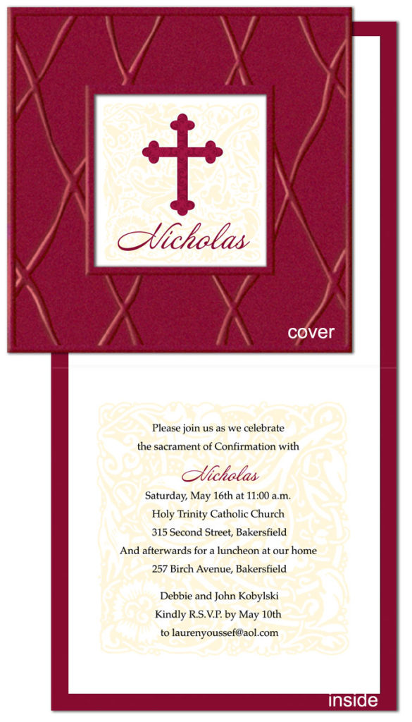 square folded confirmation invitation