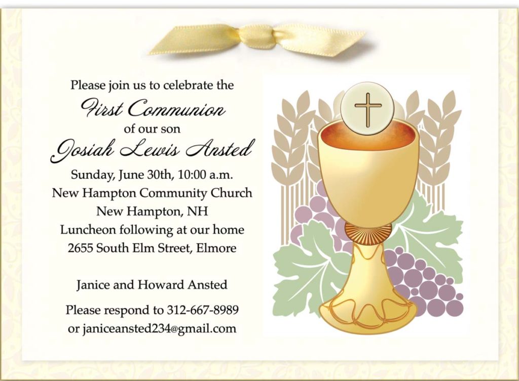host and chalice first communion invitation