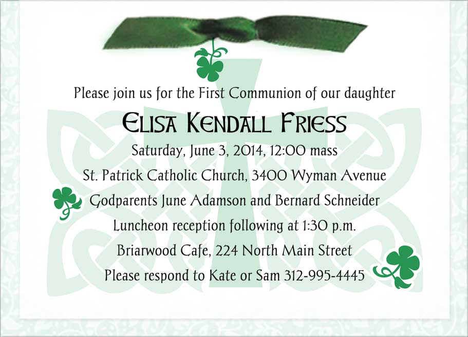 irish traditions first communion invitation