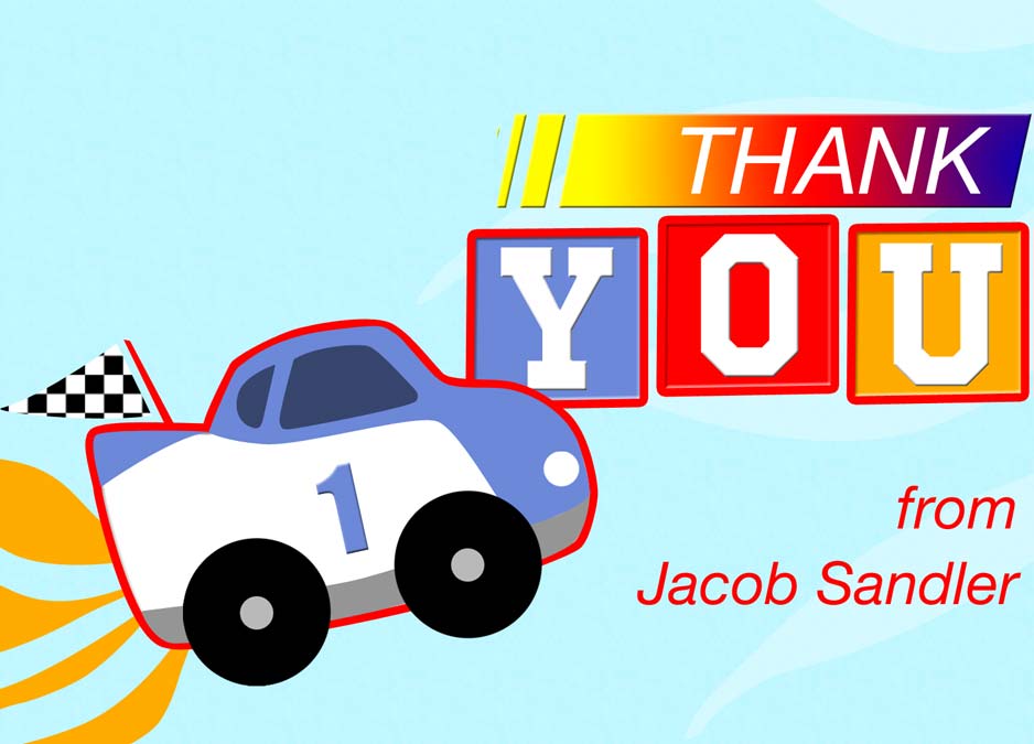 Race Car Baby Shower Thank You Notes