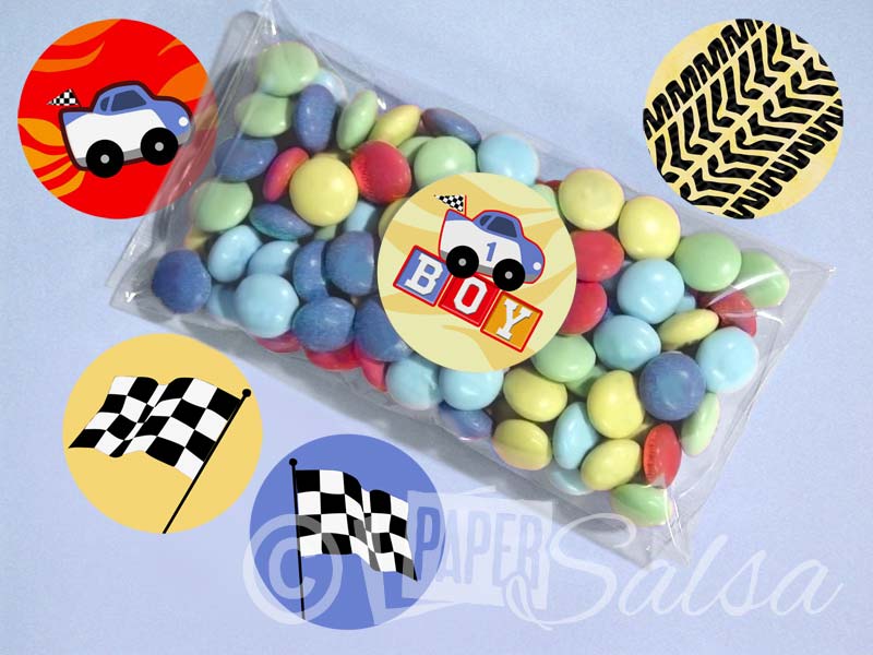 race car baby shower stickers