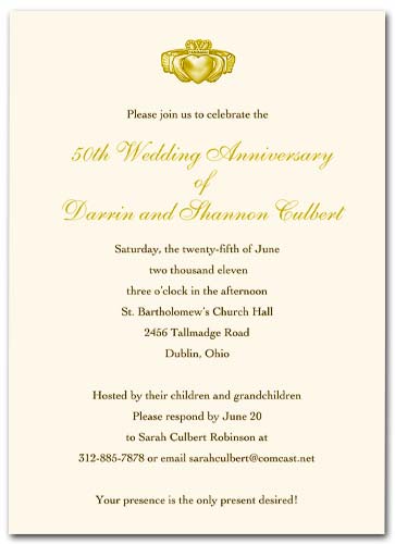 claddagh irish anniversary invitation