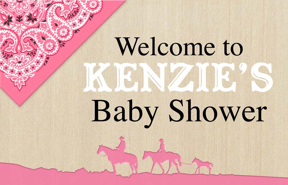 pink bandana baby shower sign