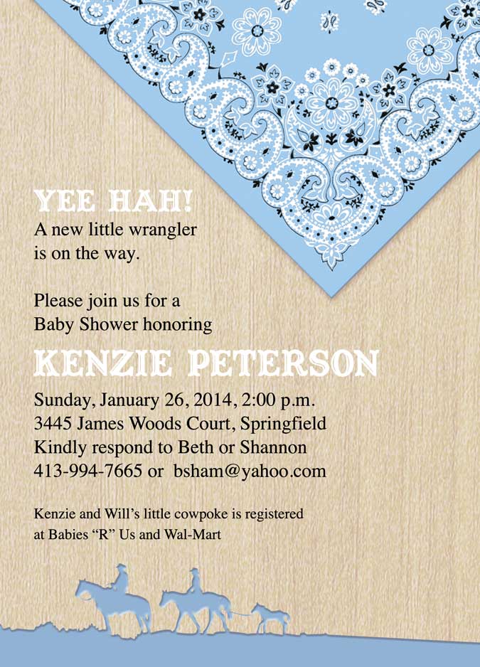 blue bandana baby shower invitation
