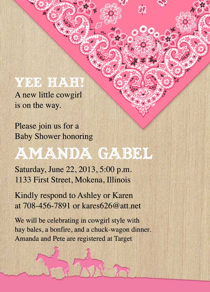 pink bandana baby shower invitation
