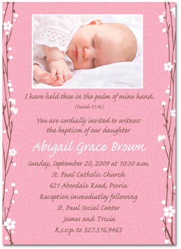photo baptism invitation floral