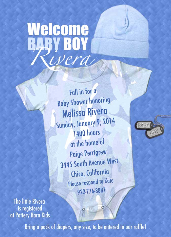 camo baby shower invitation for boy