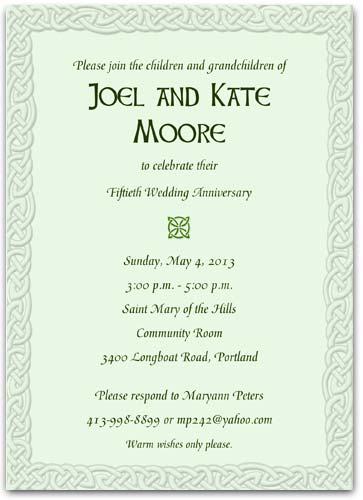 irish anniversary invitation