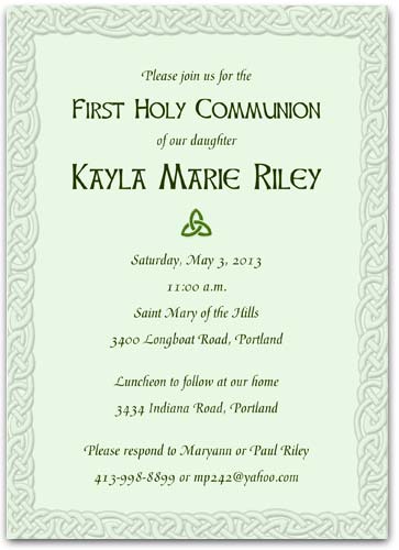 celtic lore first communion invitation