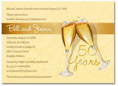 champagne toast anniversary invitation