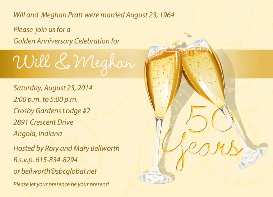 Champagne 50th Anniversary Invitation