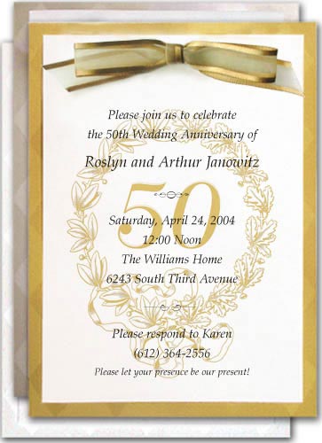 Fanfare Gold Wreath Anniversary Invitation