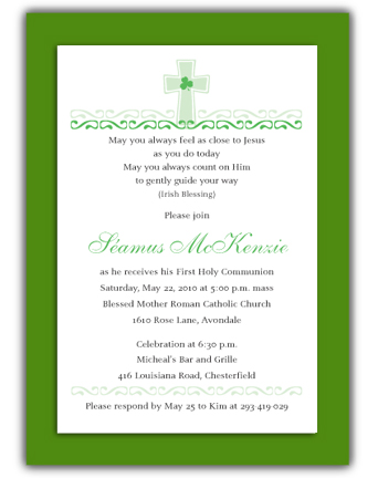 Irish blessing first communion invitation