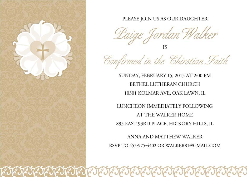 Gold Demetrios Luther's Rose Invitation for Confirmation